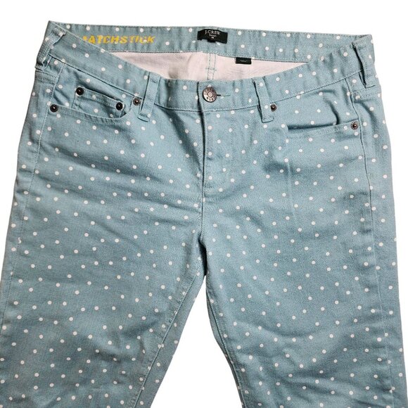 J.Crew Matchstick Polka Dot Stretch Jeans Light Blue Size 31 Cotton/Spandex Wome - Picture 1 of 13